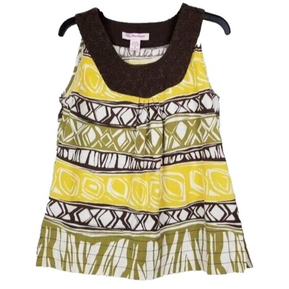 Vintage  Lily Stanhope Wearable Art Tank Top Medium Linen Blend Abstract Coastal